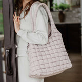Sand Quilted Puffer Tote Bag