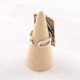 Silver Aztec Design Cuff Ring | Boho Western Statement Ring