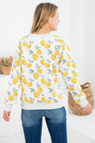 Lemon Print Crewneck Long Sleeve Sweatshirt