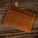 Handmade Brown Genuine Leather Card Holder Wallet | 4-Slot Slim