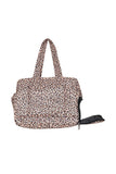 Brown Leopard Print Quilted Duffel Weekender Bag