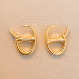 Button Western Equestrian Horse Bit Hoop Earrings