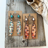 Western Stamped Stone Earrings Copper Thunderbird
