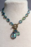 Carolina Iridescent Glass Bead Charm Necklace | Turquoise | Dylan Designs