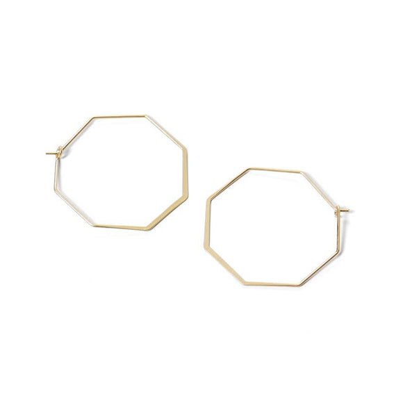 Gold Octagon Hoop Earrings