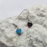 Shine Blue Opal Heart Dangle Earrings