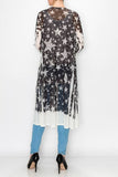 Black White Star Long Sleeve Duster