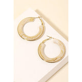 Acrylic Latch Hoop Earrings Ivory and Gold