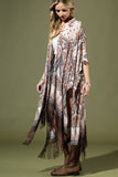 Moroccan Paisley Jacquard Kimono | Trimmed | Lightweight | One Size