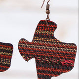 Black Red Yellow Serape Texas Western Woven Dangle Earrings