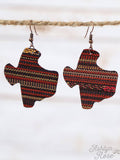 Black Red Yellow Serape Texas Western Woven Dangle Earrings