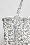 Hand Block-Printed Quilted Floral Tote Bag – Ivory & Grey