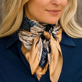 Navy and Cream Floral Printed Western Southwestern Wild Rag Scarf Accent