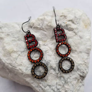 Halloween Boo Crystal Dangle Earrings