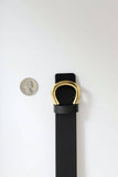 Minimalist Leather Gold Horseshoe Belt – Black