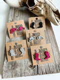 Mini Cowboy Boot Sparkling Stud Earrings Black