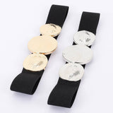 Metal Circle Buckle Stretch Belt – Black & Gold