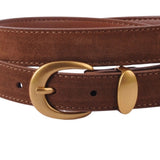 Classic Suede Belt | Caramel Brown with Gold Curve Buckle