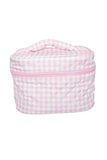 Light Pink Plaid Makeup Bag – Structured Travel Cosmetic Organizer