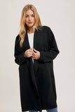 Drape Open Front Collar Coatigan Jacket Black Knit