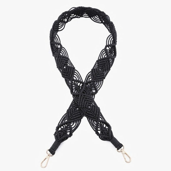 Black Woven Macrame Crossbody Purse Strap