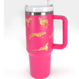 Hot Pink Gold Cheetah Print 40 oz Stainless Steel Insulated Tumbler