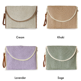 Lightweight Straw Messenger Convertible Wristlet Crossbody Bag Cream