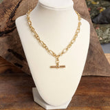 Gold Toggle Bar Pendant Necklace | Paperclip Chain Layering Necklace