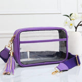 Game Day Stadium Rectangle Tassel Clear Crossbody Bag Purple
