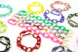 Luxe Link Enamel Chain Bracelet with Carabiner Lock Clasp Rainbow