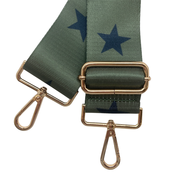 Army Green with Black Stars Adjustable Crossbody Bag Purse Guitar Strap