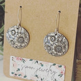 April Knife Handle Domed Round Dangle Earrings