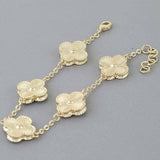 Modern Cubic Zirconia Clover Charms Bracelet Gold