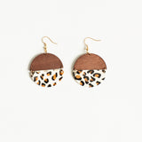 Georgia Dangle Hinged Earring White Leopard Wood