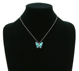 Butterfly Stone Pendant Western Choker Necklace White