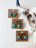 Western Turquoise Square Stud Earrings