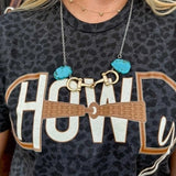 Western Equestrian Turquoise Snaffle Horse Bit Necklace Gold