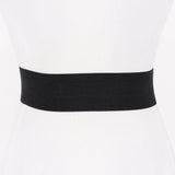 Double Heart Buckle Stretch Belt in Black & Silver