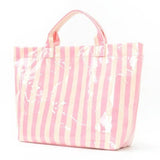 Striped Vinyl Tote Bag — Pink Yellow