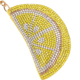 Bling Crystal Yellow Citrus Lemon Tassel Keychain Keyring Bag Purse Charm