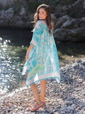Belize Lightweight Boho Resort Wrap Kimono Cover Up Turquoise