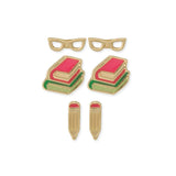 Book Worm Enamel Post Earrings Set of 3