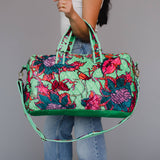 Mint & Multicolored Floral Duffel Bag