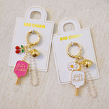 Pickleball Daisy Bag Charm Keychain Sporty Floral Paddle Daisy Charms