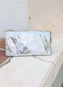 Liz 3 Compartment Crossbody Bag Silver Fleck