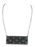 Turquoise Western Flower Stone Metal Plate Necklace | Boho Statement Necklace