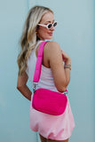 Hot Pink Woven Neoprene Crossbody Bag