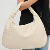 Victoria Woven Vegan Leather Hobo Bag | Oatmilk