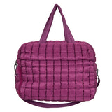 Plum Quilted Puffer Puffy Travel Duffle Weekender Bag