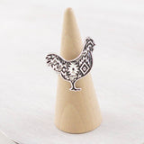 Aztec Rooster Cuff Ring | Silver